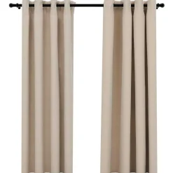 Outlet vidaXL Mörkläggningsgardin med öljetter linnelook 2 st 140x175cm Beige