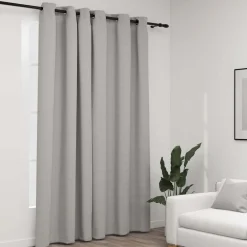 Sale vidaXL Mörkläggningsgardin med öljetter linnelook 290x245cm Grå