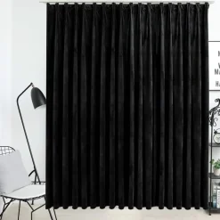 Outlet vidaXL Mörkläggningsgardin med krokar 290x245 cm Svart