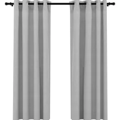Best vidaXL Mörkläggningsgardin med öljetter linnelook 2 st 140x175cm Grå