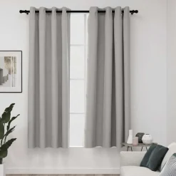 Best vidaXL Mörkläggningsgardin med öljetter linnelook 2 st 140x175cm Grå