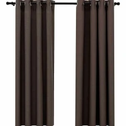 vidaXL Mörkläggningsgardin med öljetter linnelook 2 st taupe 140x175cm