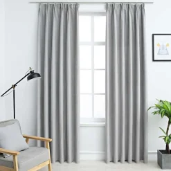 Online vidaXL Mörkläggningsgardiner med krokar 2 st 140x175 cm Grå