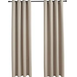 Clearance vidaXL Mörkläggningsgardiner med metallringar 2 st 140x175 cm Beige