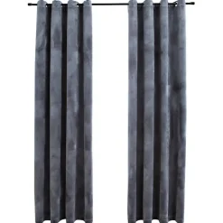 vidaXL Mörkläggningsgardiner med ringar 2 st antracit sammet 140x175 cm