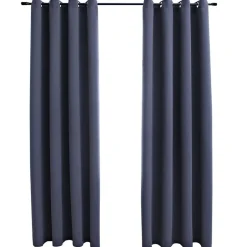 Sale vidaXL Mörkläggningsgardiner med metallringar 2 st 140x175 cm Antracit
