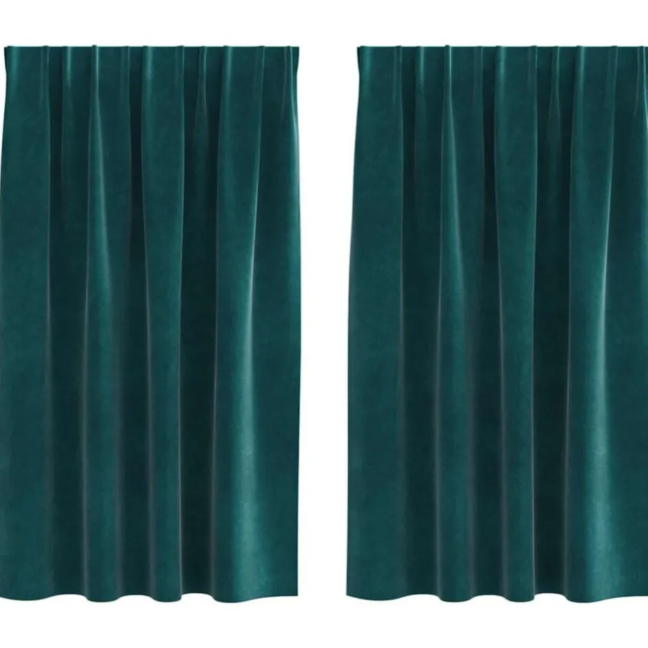 Outlet vidaXL Mörkläggningsgardiner 2 pcs 140 x 140 cm Sammet Mörkgrön