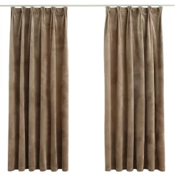 New vidaXL Mörkläggningsgardiner 2 st m. krokar sammet 140x175 cm Beige