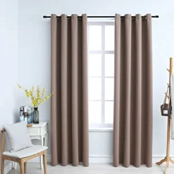 vidaXL Mörkläggningsgardiner med metallringar 2 st taupe 140x175 cm