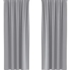 vidaXL Mörkläggningsgardiner med Ringar 2 pcs Ljusgrå 245 x 140 cm