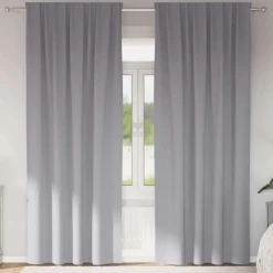 vidaXL Mörkläggningsgardiner med Ringar 2 pcs Ljusgrå 245 x 140 cm