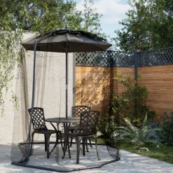 New vidaXL Myggnät för paraply 220 mesh Φ300x230 cm Svart