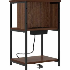 Discount vidaXL Nattduksbord med hylla 40 x 40 x 61 cm Konstruerat trä brun ek