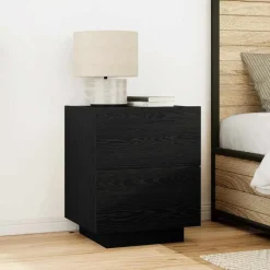 Discount vidaXL Nattduksbord med låda 45 x 40 x 55 cm Konstruerat trä Svart ek
