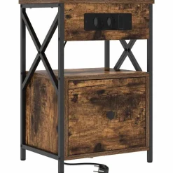Discount vidaXL Nattduksbord med låda Rökt ek 40 x 31 x 60 cm Konstruerat trä Rökfärgad ek