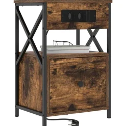 Discount vidaXL Nattduksbord med låda Rökt ek 40 x 31 x 60 cm Konstruerat trä Rökfärgad ek