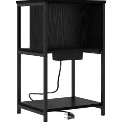 vidaXL Nattduksbord Svart Ek 38 x 31 x 61 cm Konstruerat trä