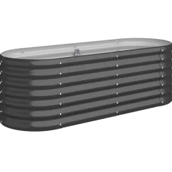 New vidaXL Odlingslåda galvaniserat stål 114x40x36 cm Antracit