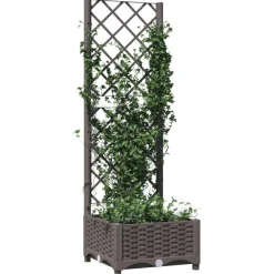 Discount vidaXL Odlingslåda med spaljé 40x40x121,5 cm PP Brun