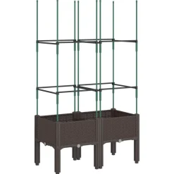 vidaXL Odlingslåda med spaljé brun 80x40x142,5 cm PP