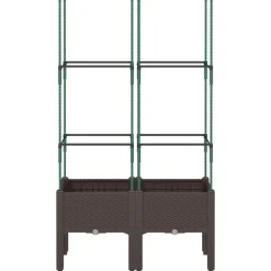 vidaXL Odlingslåda med spaljé brun 80x40x142,5 cm PP
