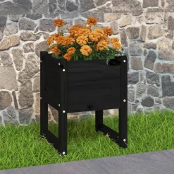 New vidaXL Odlingslåda 40x40x52,5 cm massiv furu Svart