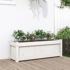 vidaXL Odlingslåda 90x31x31 cm vit massiv furu