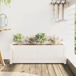 vidaXL Odlingslåda 90x31x31 cm vit massiv furu