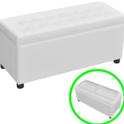 vidaXL Ottoman med förvaring konstläder vit