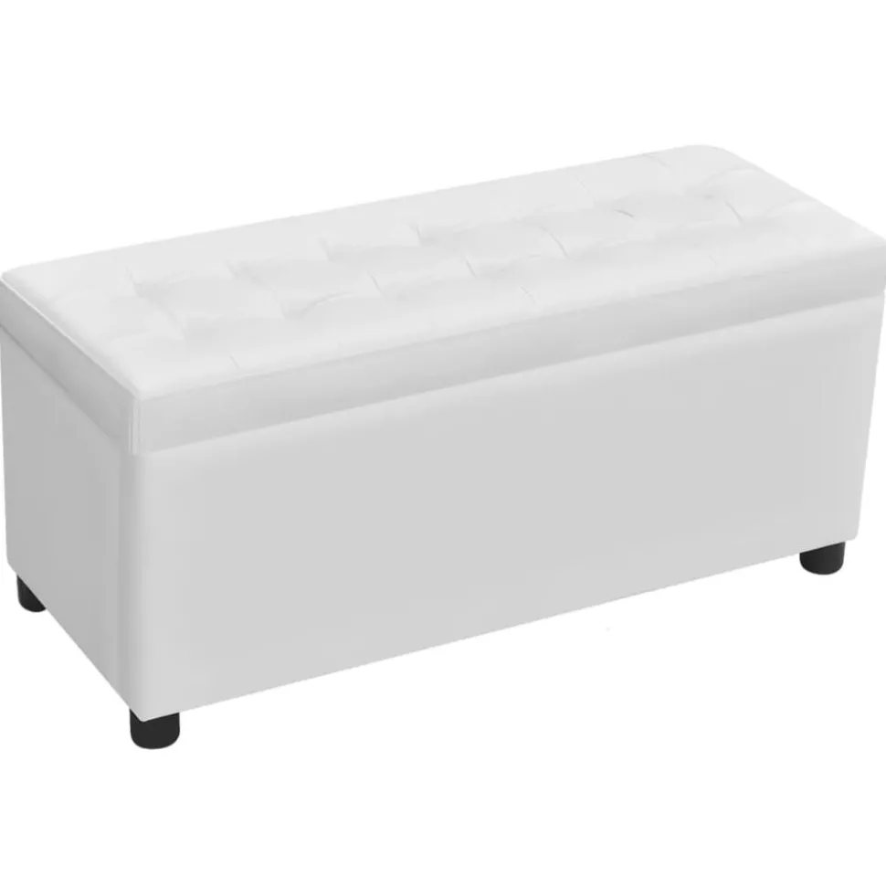 vidaXL Ottoman med förvaring konstläder vit