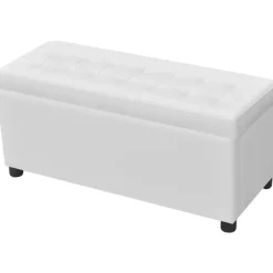 vidaXL Ottoman med förvaring konstläder vit