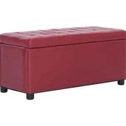 vidaXL Ottoman med förvaring vinröd konstläder