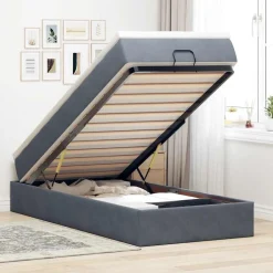 Online vidaXL Ottoman sängram med madrass 80x200 cm sammet Mörkgrå