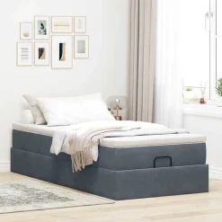 Online vidaXL Ottoman sängram med madrass 80x200 cm sammet Mörkgrå