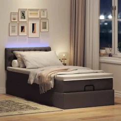Clearance vidaXL Ottoman sängram med madrass 80x200 cm tyg Mörkbrun