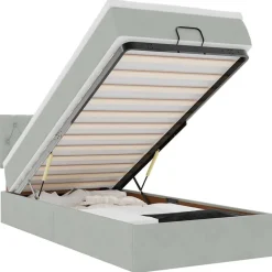 Online vidaXL Ottoman sängram med madrass 80x200 cm sammet Ljusgrå