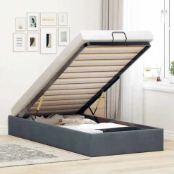 vidaXL Ottoman sängram utan madrass mörkgrå 80x200 cm sammet