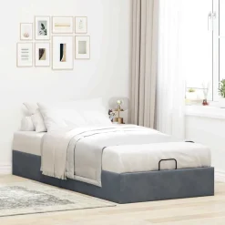 vidaXL Ottoman sängram utan madrass mörkgrå 80x200 cm sammet