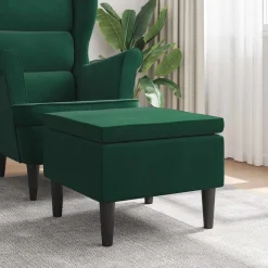 vidaXL Pall med träben mörkgrön sammet