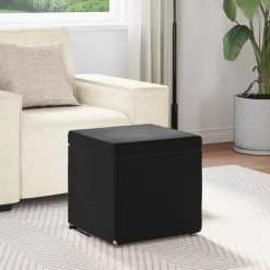 Outlet vidaXL Pall 41 x 41 x 40 cm Sammet och konstruerat trä Svart