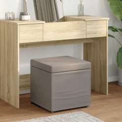 vidaXL Pall Taupe 41 x 41 x 40 cm Tyg och Konstruerat Trä