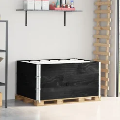 Outlet vidaXL Pallkragar 3 st 120x80 cm massivt furu Svart