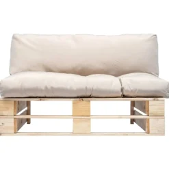 vidaXL Pallsoffa med dynor sandfärgad massiv furu