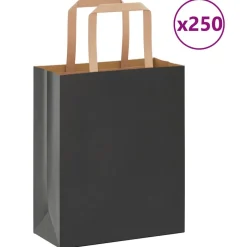 Sale vidaXL Papperspåsar 250 st med handtag 18x8x22 cm Svart