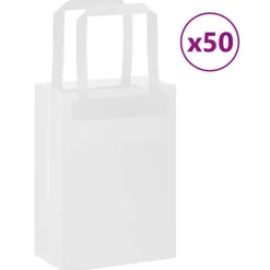 vidaXL Papperspåsar 50 st med handtag vit 15x8x21 cm
