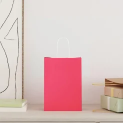 vidaXL Papperspåsar 50 st med handtag rosa 15x8x21 cm