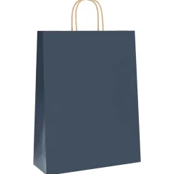 vidaXL Papperspåsar 250 st med handtag blå 32x12x42 cm