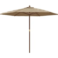 New vidaXL Parasoll med trästång 299x240 cm Taupe
