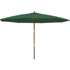 vidaXL Parasoll med trästång 400x273 cm grön