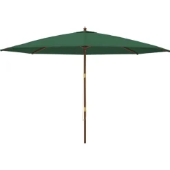 vidaXL Parasoll med trästång 400x273 cm grön